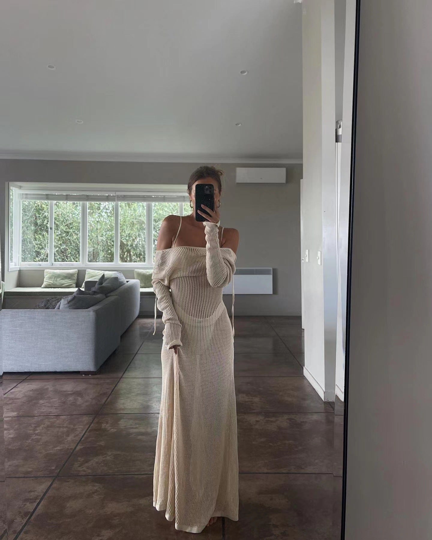 Hollow Out Long Dress Blouse Summer Woman