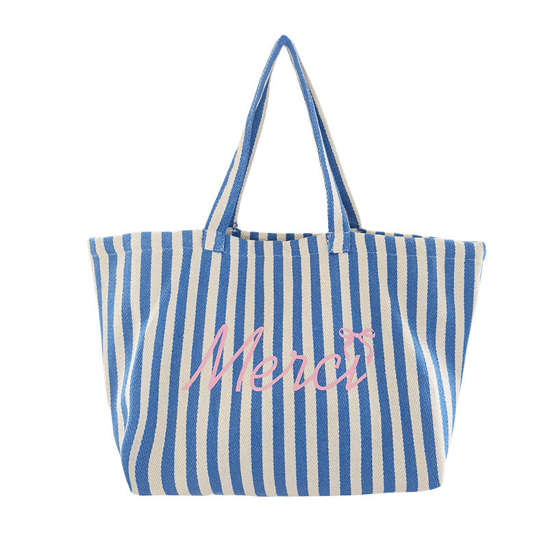 Blue Striped Canvas Bag