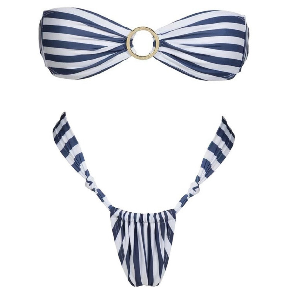 Striped Tube Top Bikini