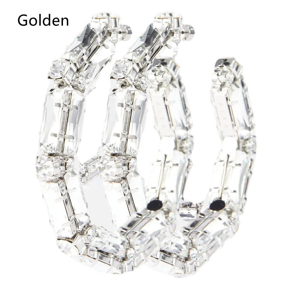 Rhinestone Earrings Personalized Fashion Hoop Exaggerated Earrings Versatile Accessories For Women