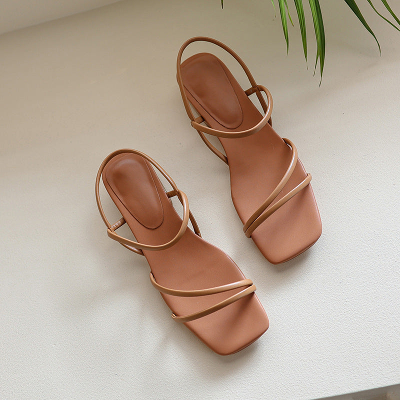 Flat Strap Open-toed Sandals