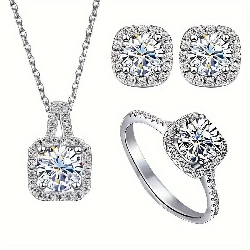 S925 Sterling Silver Natural Stone Earrings Set Necklace