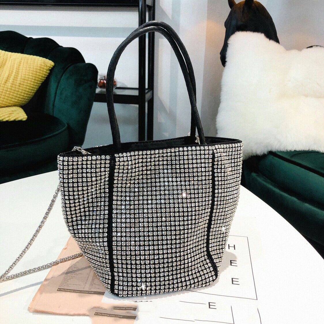 Diamonds Chain Shoulder Bags