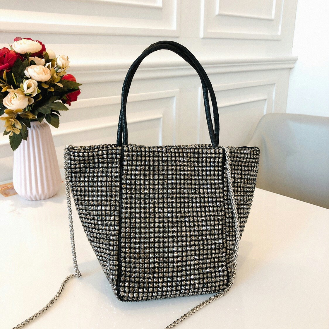 Diamonds Chain Shoulder Bags