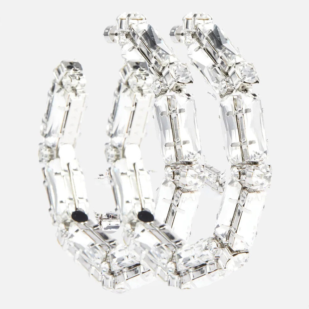 Rhinestone Earrings Personalized Fashion Hoop Exaggerated Earrings Versatile Accessories For Women