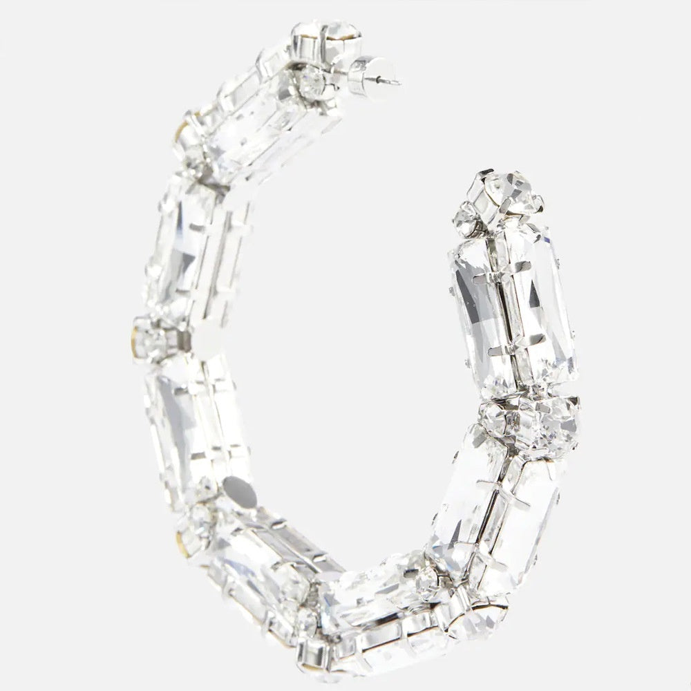 Rhinestone Earrings Personalized Fashion Hoop Exaggerated Earrings Versatile Accessories For Women