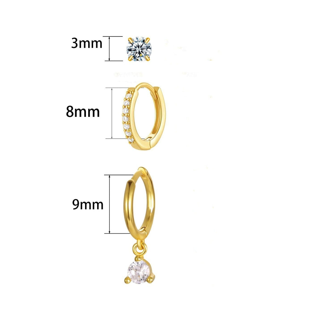 Inlaid Zircon Elegant Women's Earrings Three-piece Set