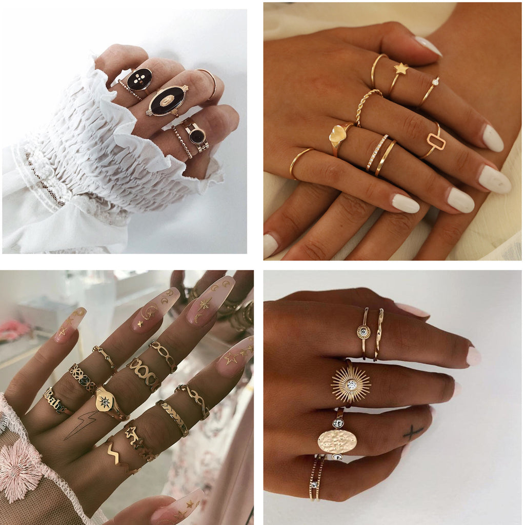 Simple Multi-Piece Geometric Star Diamond Ring