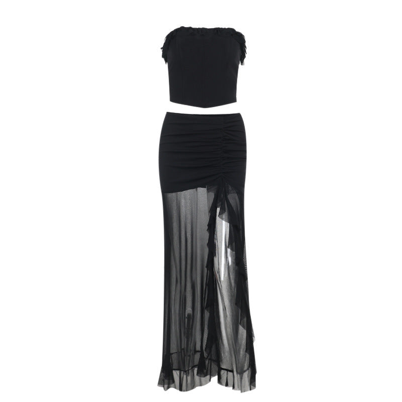 Tube Top Mid-length Dress Set