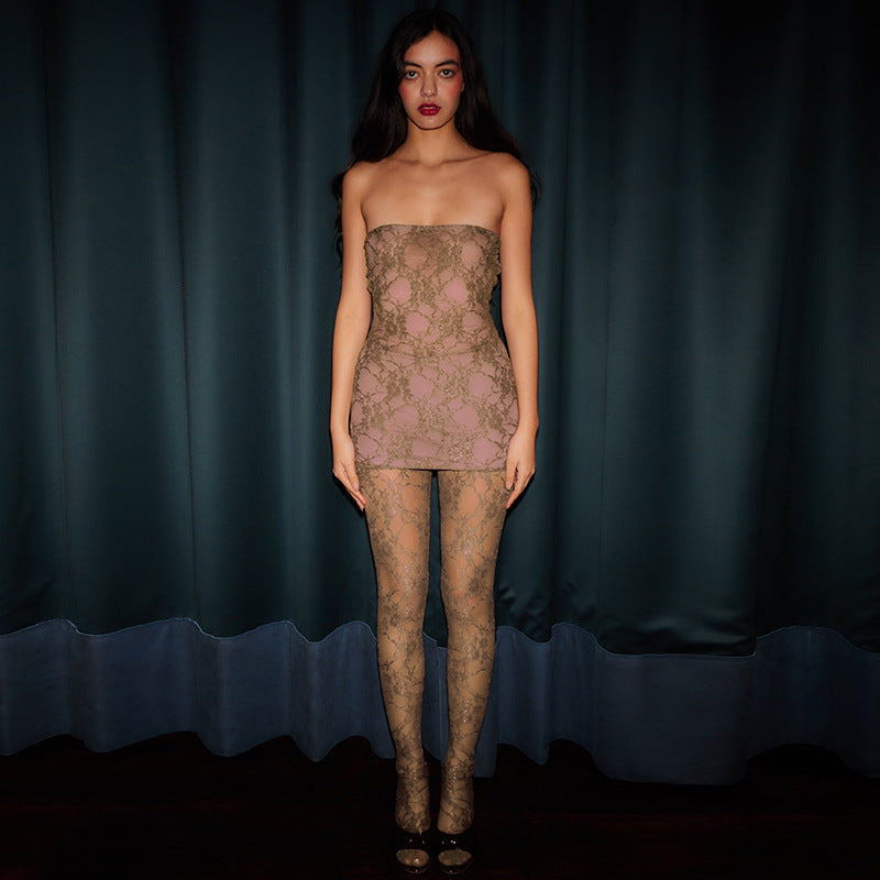Lace Chest Wrap Dress, Close-fitting Outer Stockings, Suit