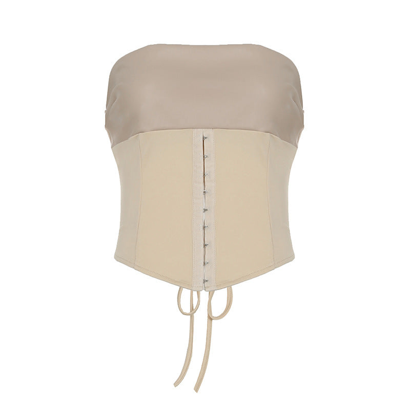 Leather Hollow Out Wrist Hanging Package Hip Skirt Suit