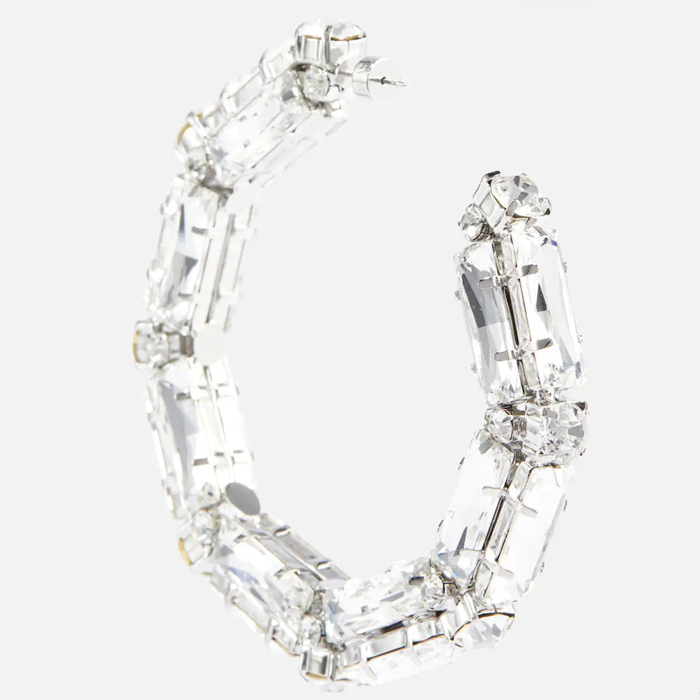 Rhinestone Earrings Personalized Fashion Hoop Exaggerated Earrings Versatile Accessories For Women