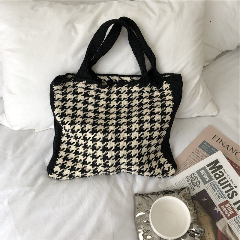 Vintage Wool Knit Woven One-shoulder Bag
