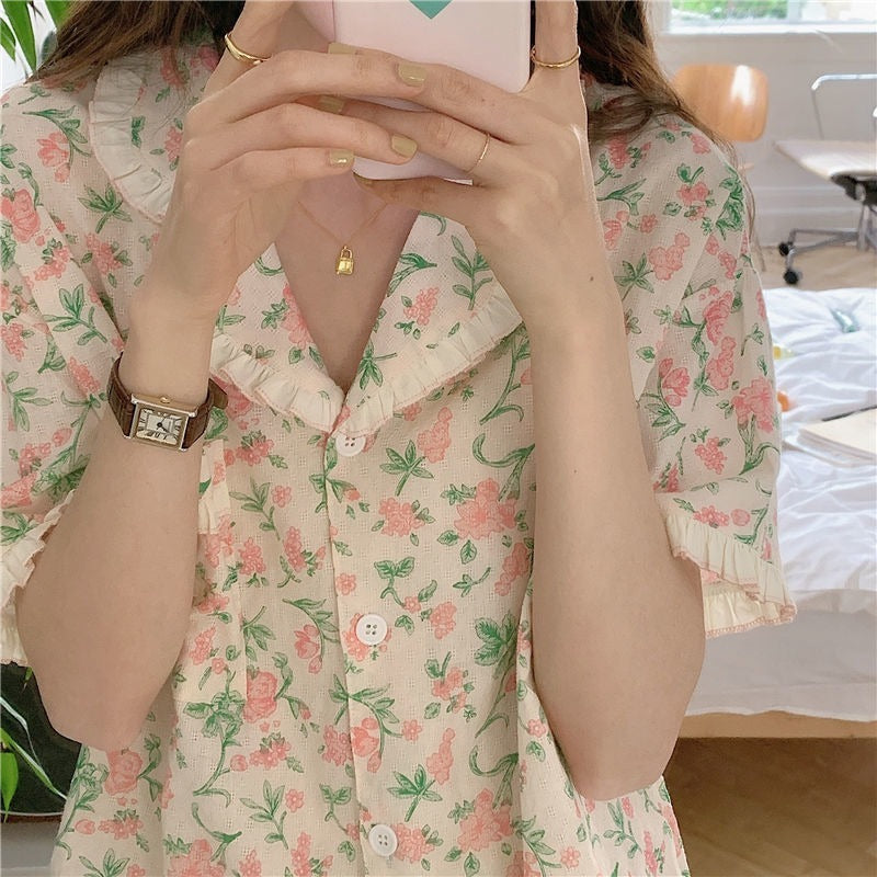Floral Pajamas Suit Sweet