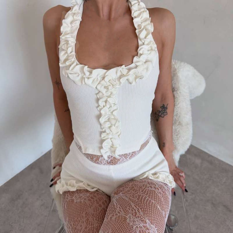 Crop-top Shorts Suit