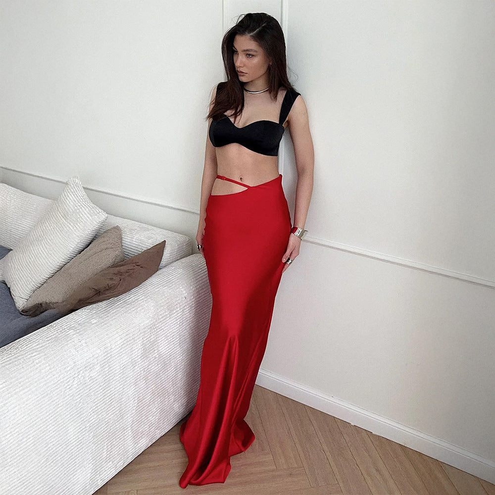Color Hollow-out Body con Maxi Skirt