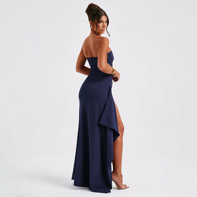 Strapless Split Long Dress 
Summer Fashion Dress For Womens Party Wedding Clothing