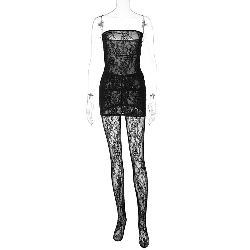Lace Chest Wrap Dress, Close-fitting Outer Stockings, Suit