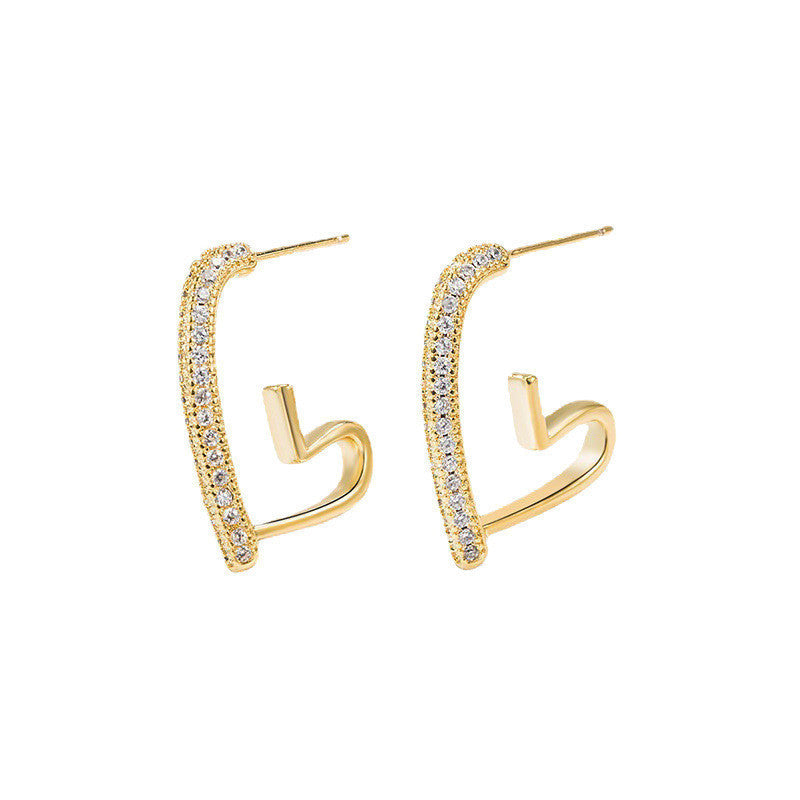 New Trendy Love Heart Earrings Female Light Luxury Minority