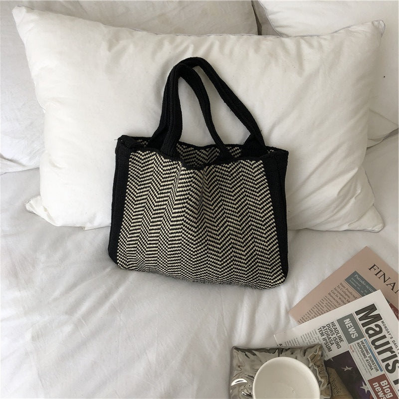Vintage Wool Knit Woven One-shoulder Bag