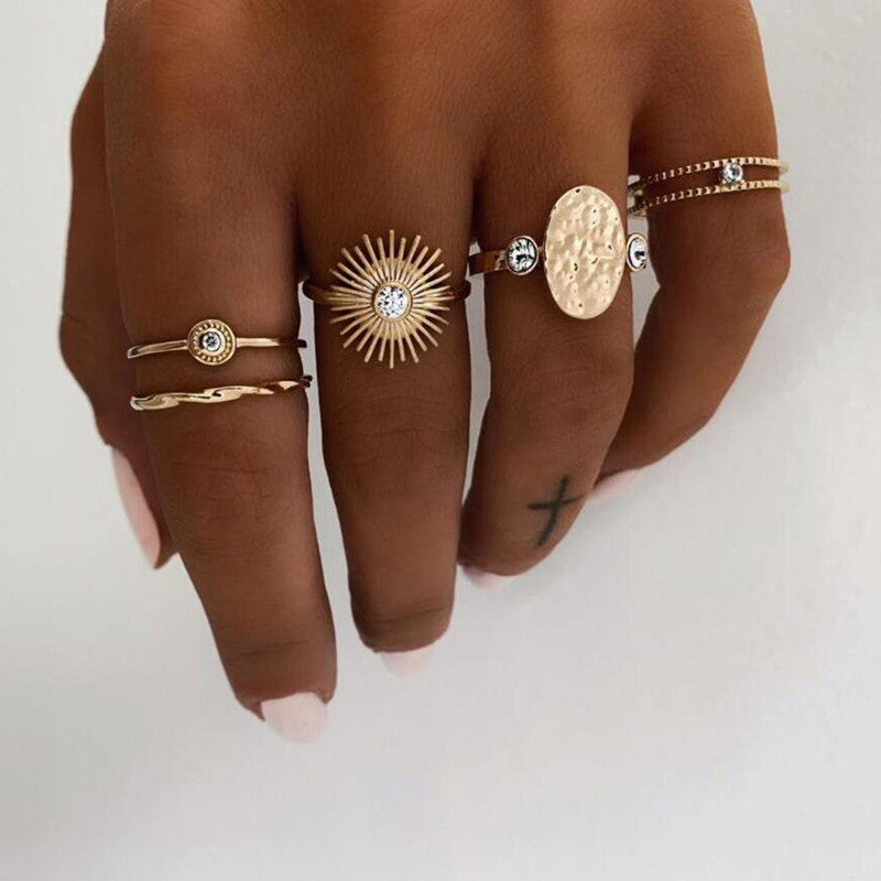 Simple Multi-Piece Geometric Star Diamond Ring