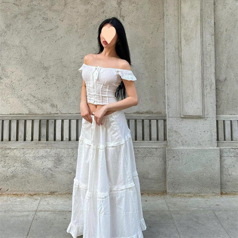 Western Style Slit Half-length Skirt Two-piece