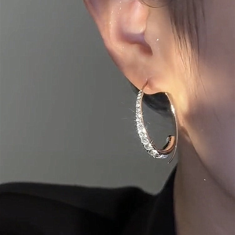 Women's Simple Graceful Diamond Round Ring Earrings