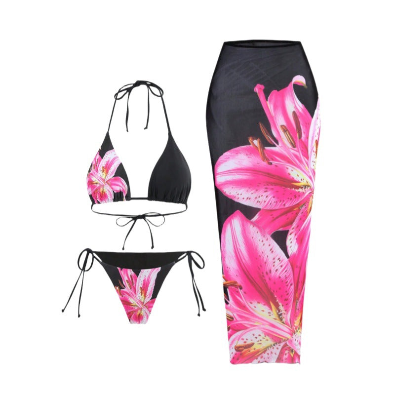 Bikini Slim Wrap Skirt Three-piece