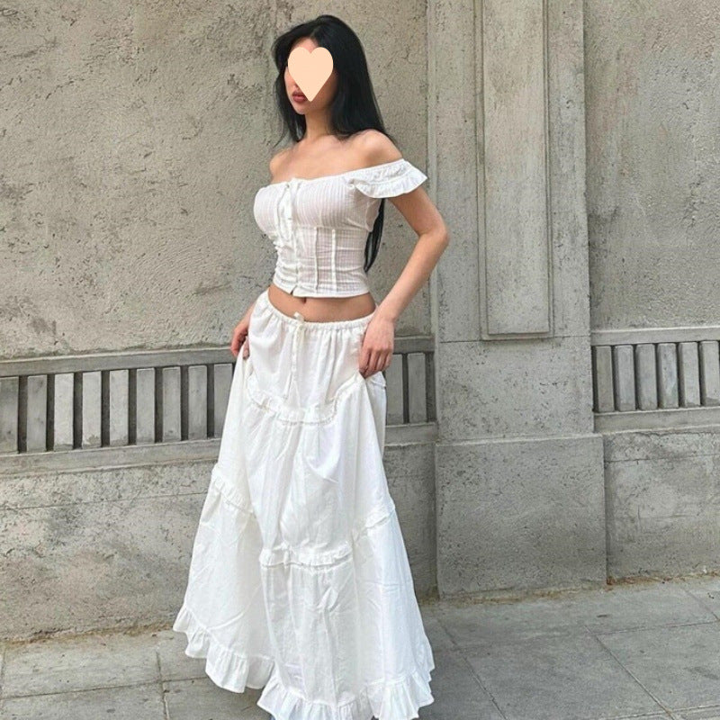 Western Style Slit Half-length Skirt Two-piece