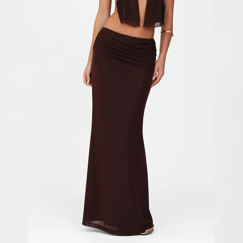 Halter Cut-out Top High Waist Hip Skirt