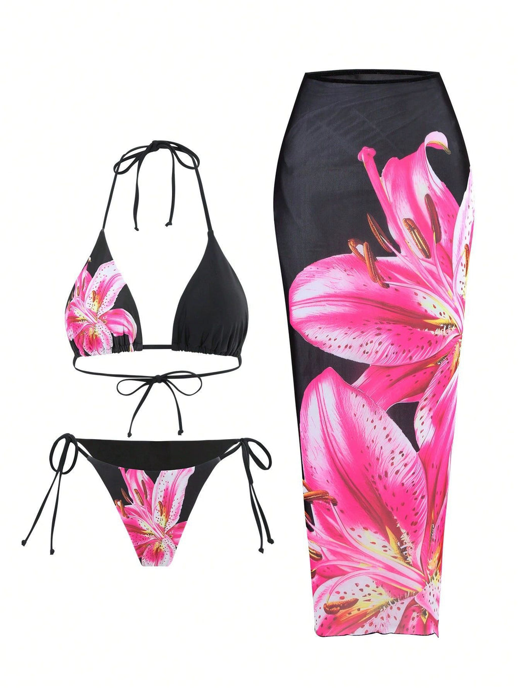 Bikini Slim Wrap Skirt Three-piece