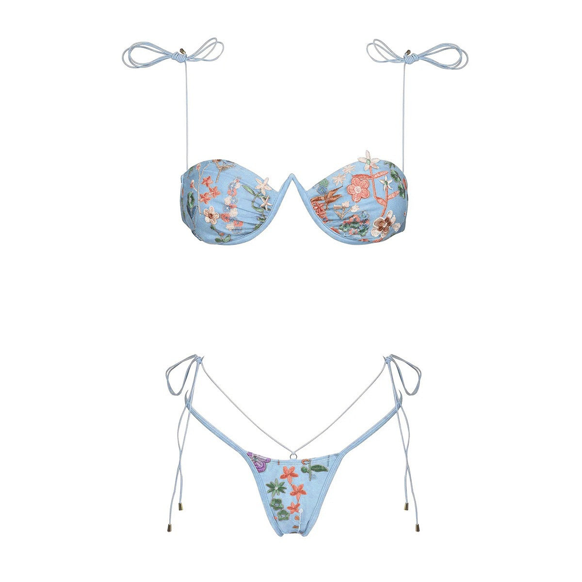 Embroidered Split Swimsuit