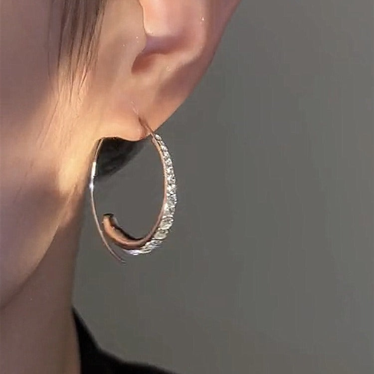 Women's Simple Graceful Diamond Round Ring Earrings