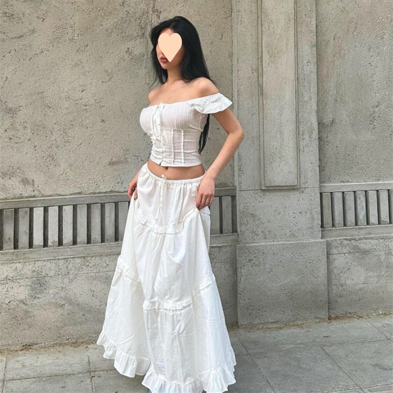 Western Style Slit Half-length Skirt Two-piece