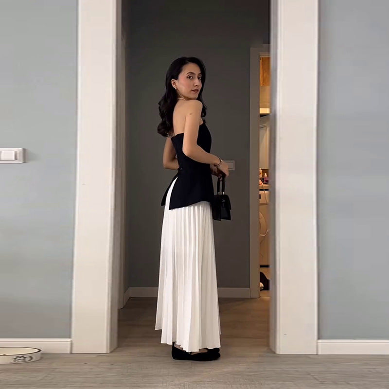 Tube Slimming Top & Pleated A- Line Skirt