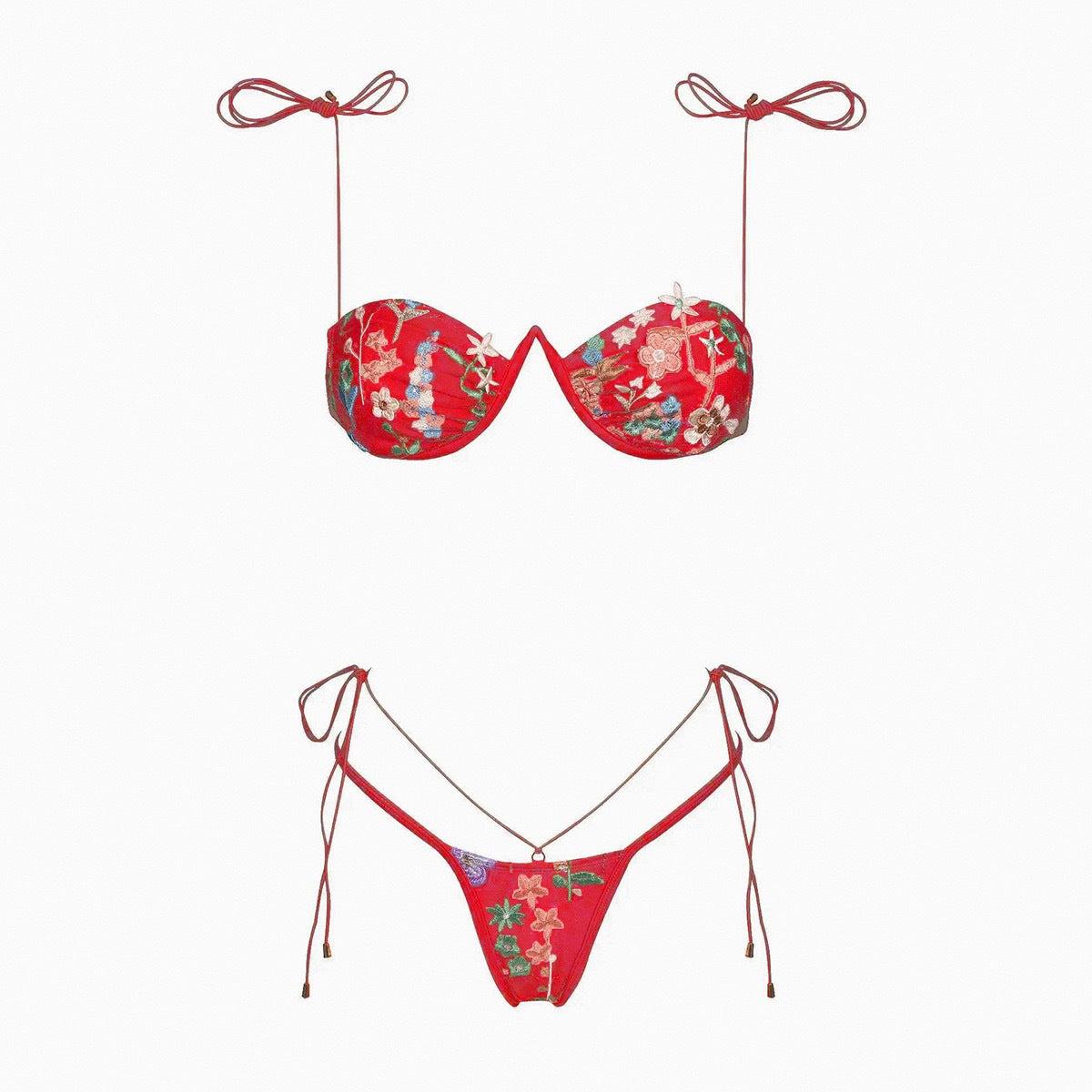 Embroidered Split Swimsuit