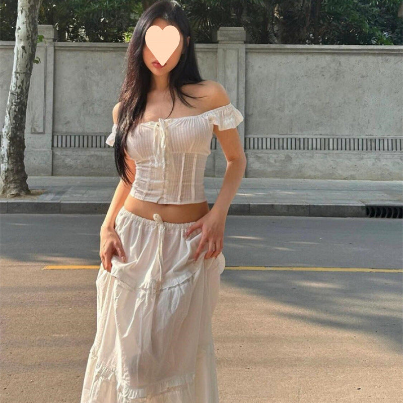 Western Style Slit Half-length Skirt Two-piece