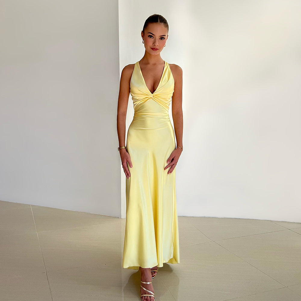 Slim Fit Satin Dress Women