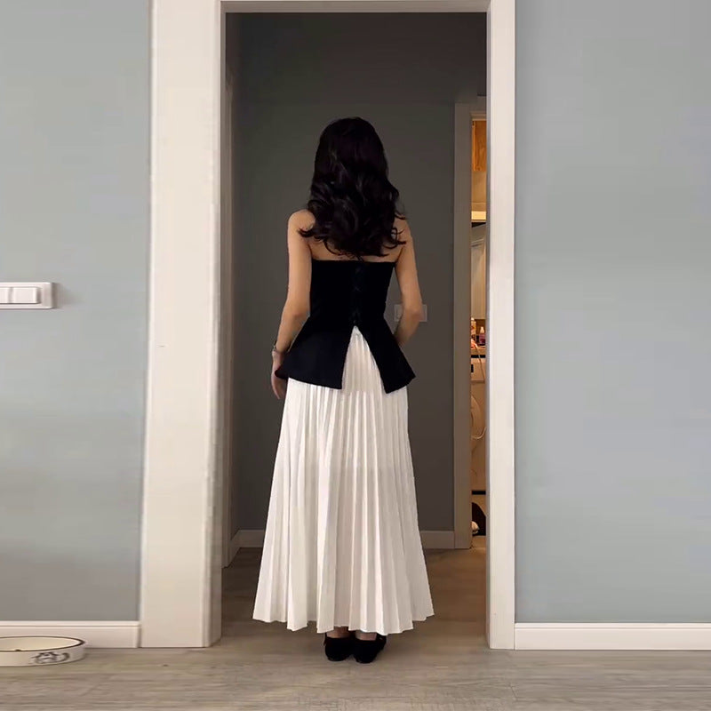 Tube Slimming Top & Pleated A- Line Skirt