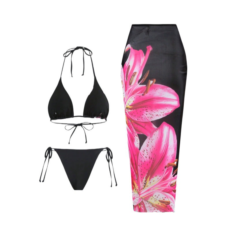 Bikini Slim Wrap Skirt Three-piece