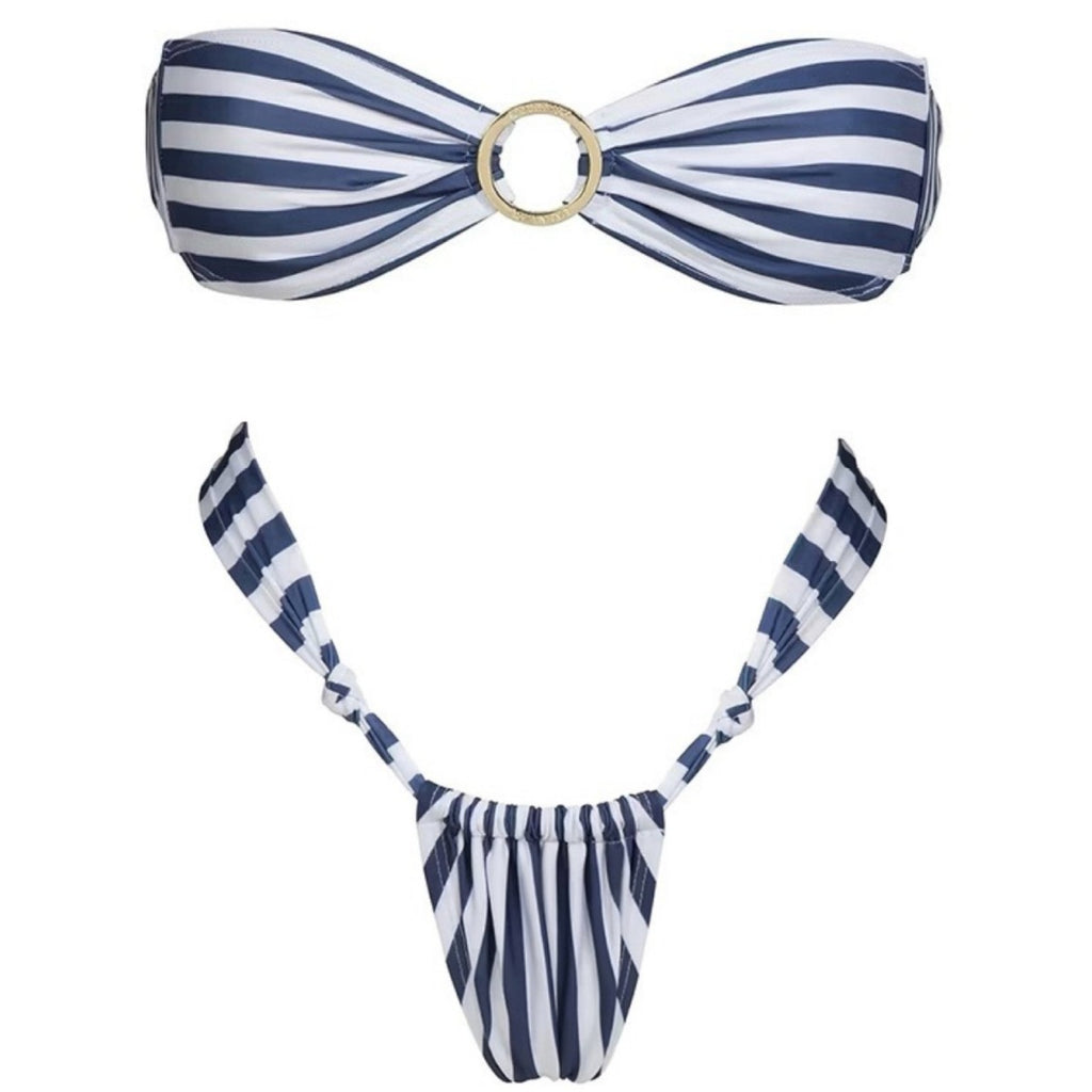 Striped Tube Top Bikini
