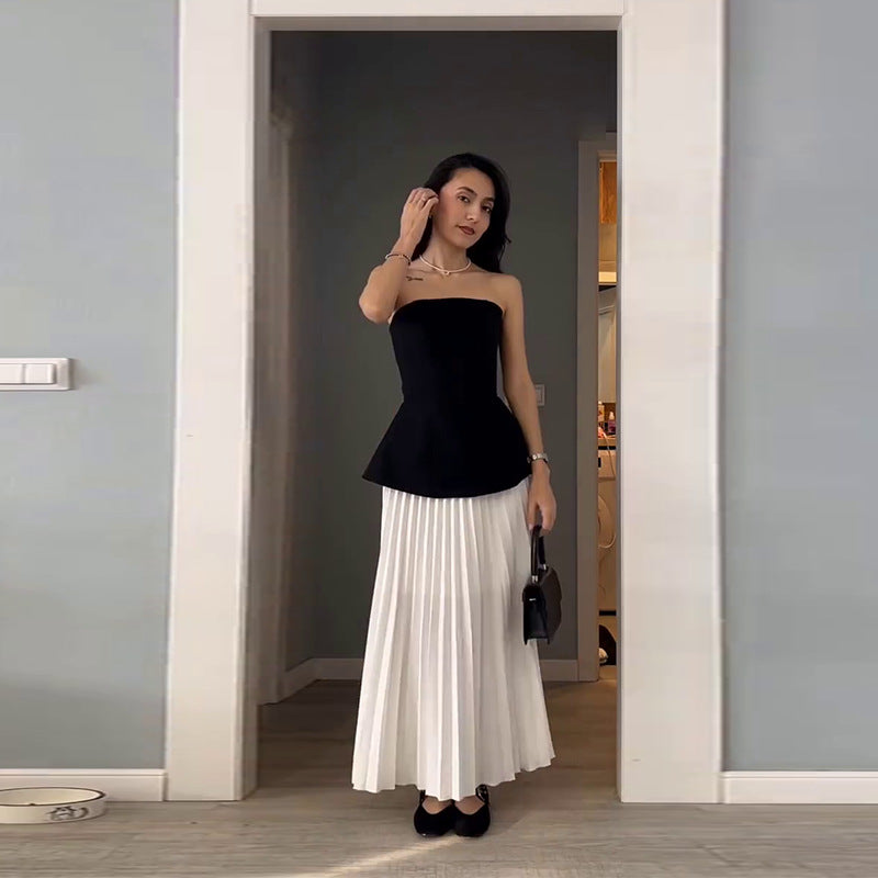 Tube Slimming Top & Pleated A- Line Skirt