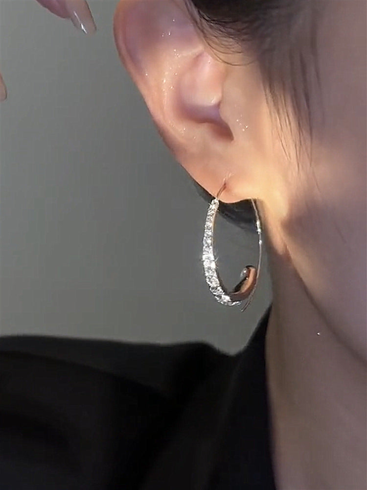 Women's Simple Graceful Diamond Round Ring Earrings