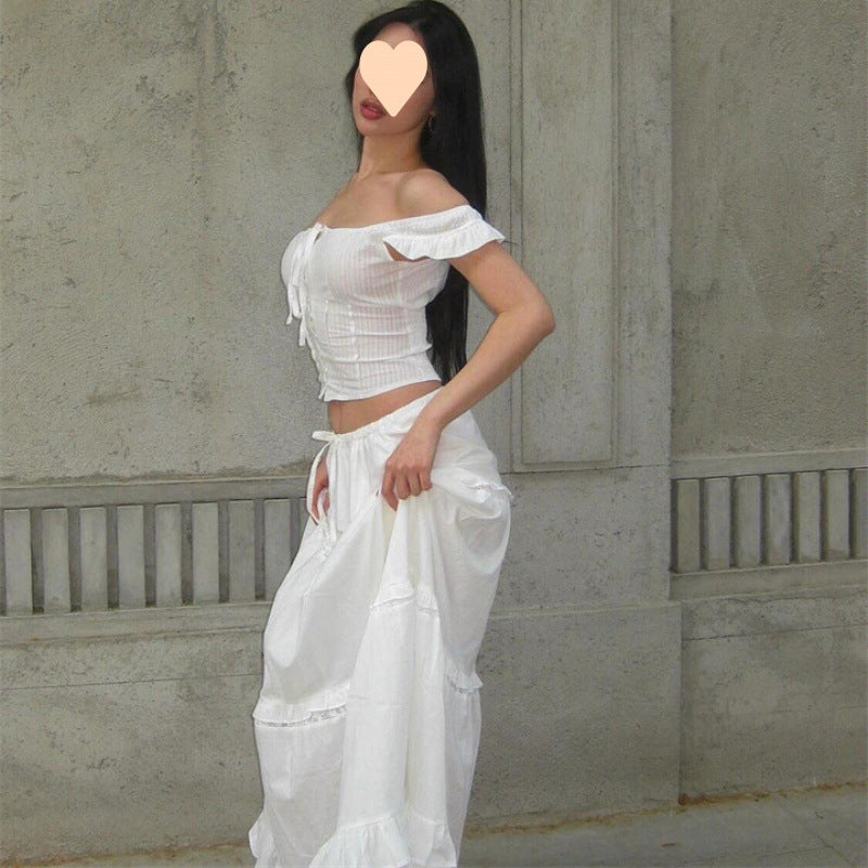 Western Style Slit Half-length Skirt Two-piece