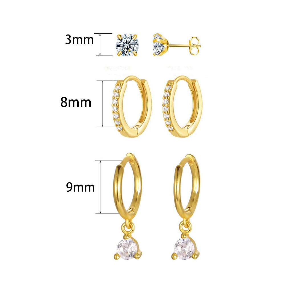 Inlaid Zircon Elegant Women's Earrings Three-piece Set