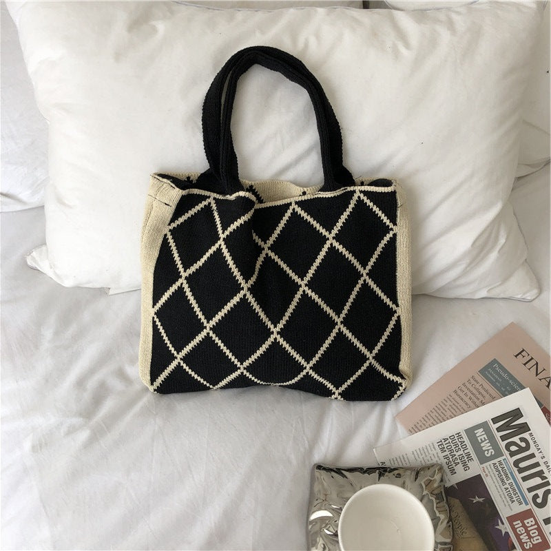 Vintage Wool Knit Woven One-shoulder Bag