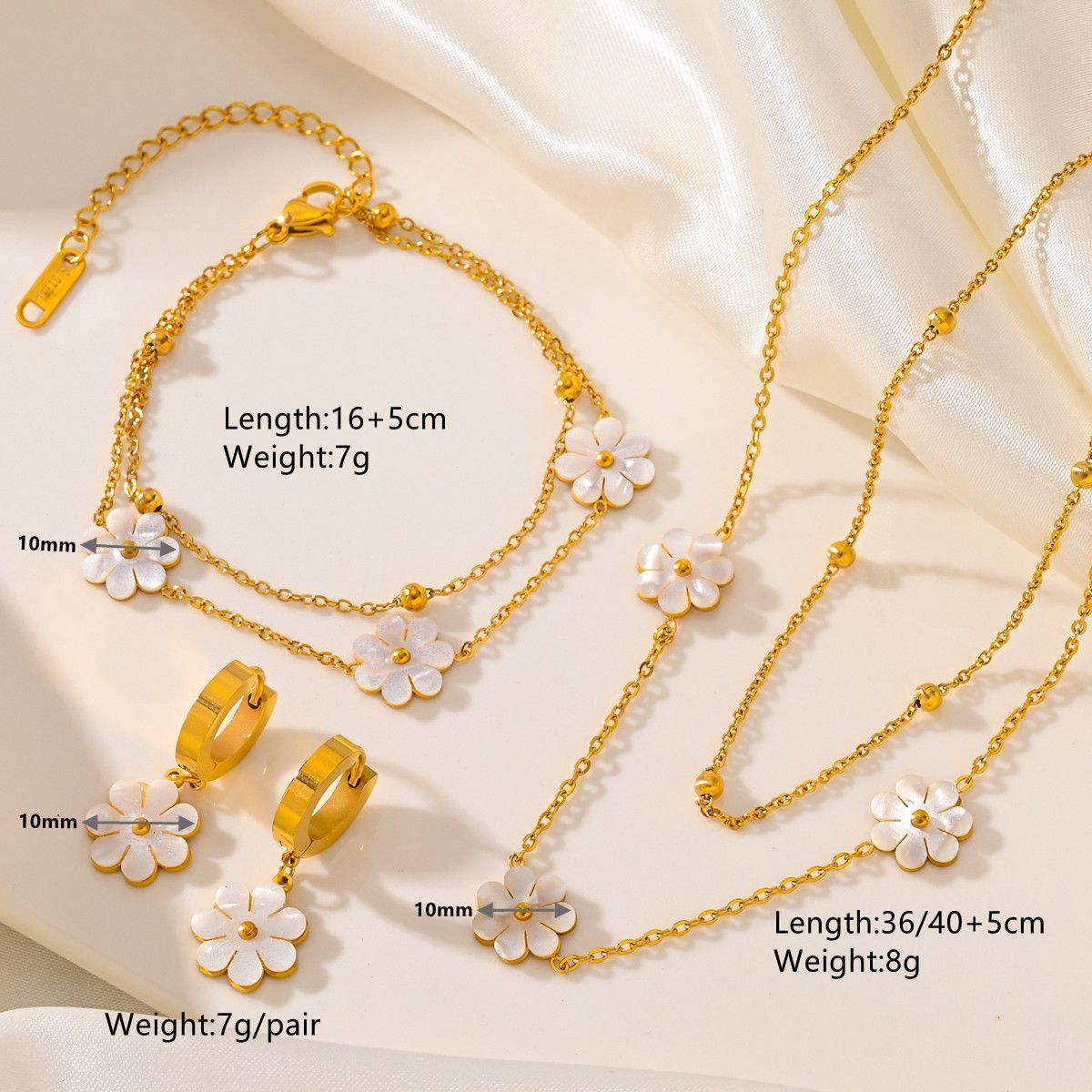 Stainless Steel Daisy Flower Necklace Double Layering