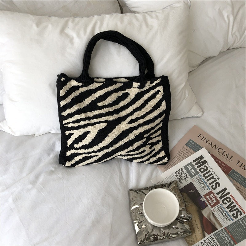 Vintage Wool Knit Woven One-shoulder Bag