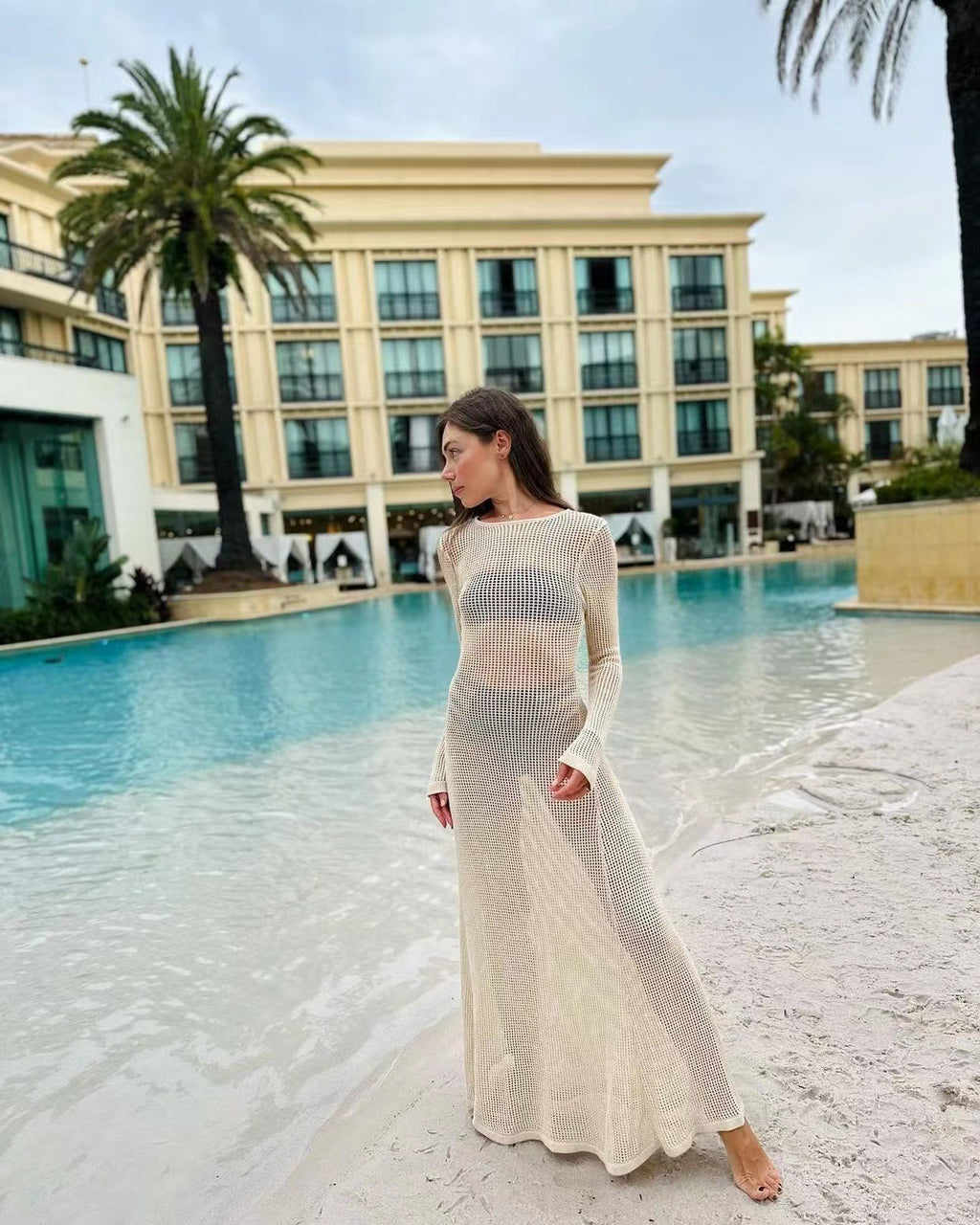 Hollow Out Long Dress Blouse Summer Woman