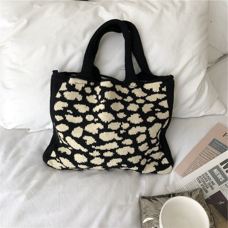 Vintage Wool Knit Woven One-shoulder Bag